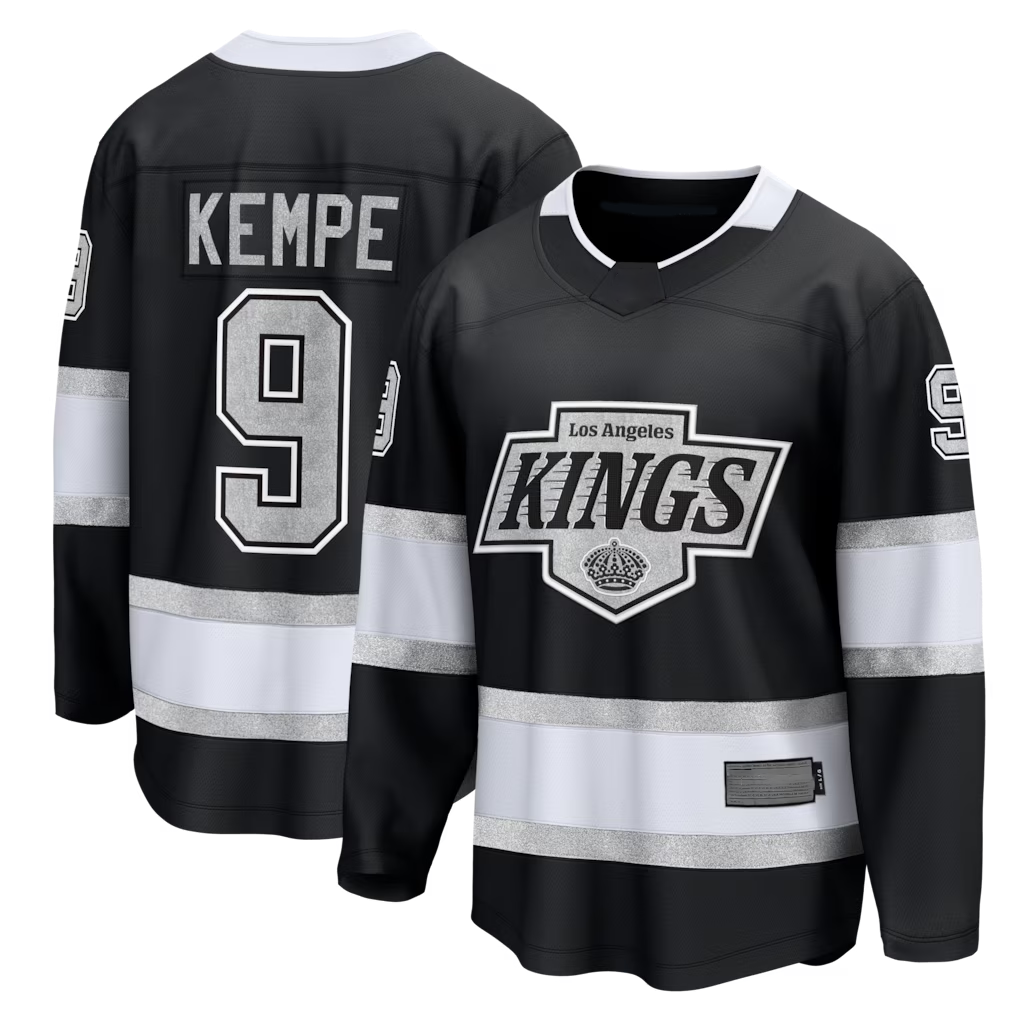Punc LA.Kings #9 Adrian Kempe Black Home Premier Breakaway Player Jerseys
