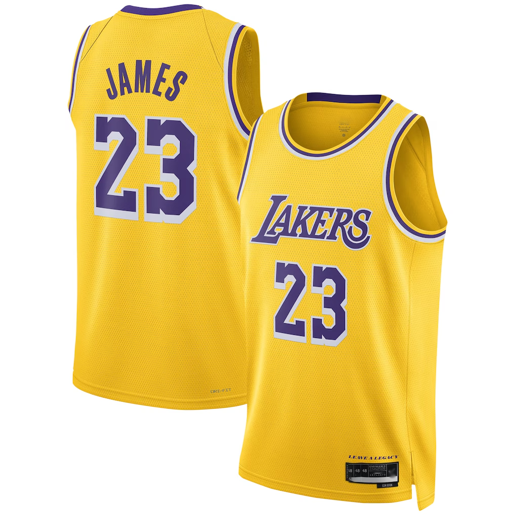 Punc LA.Lakers #23 LeBron James Gold Swingman Stitched Jerseys - Icon Edition