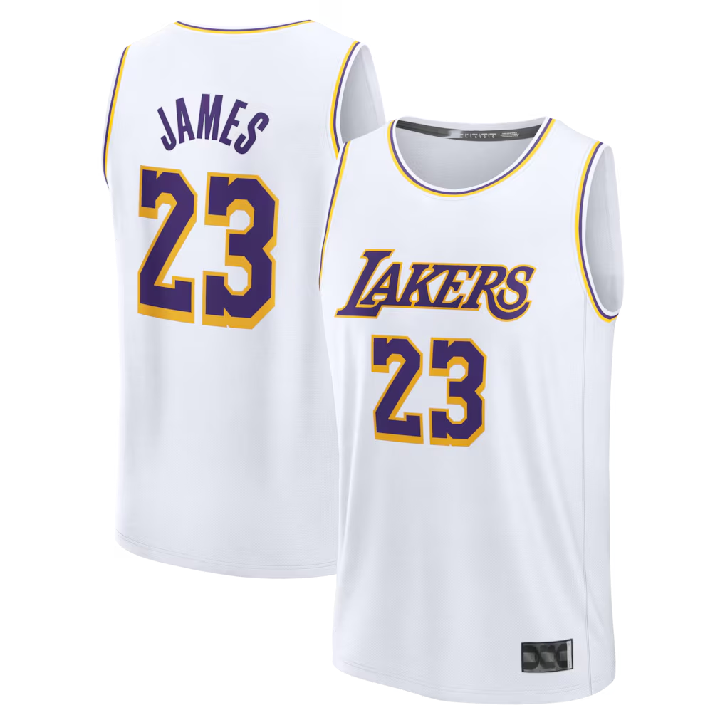 Punc LA.Lakers #23 LeBron James White Fast Break Replica Player Stitched Jerseys - Association Edition