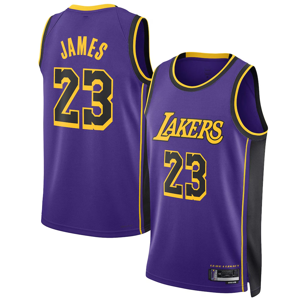 Punc LA.Lakers #23 Lebron James Statement Edition Swingman Stitched Jerseys