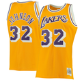 Punc LA.Lakers #32 Magic Johnson Mitchell & Ness Gold 1984-1985 Hardwood Classics Swingman Jerseys