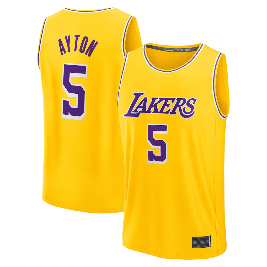 Punc LA.Lakers #5 Deandre Ayton Gold Fast Break Replica Player Stitched Jerseys - Icon Edition