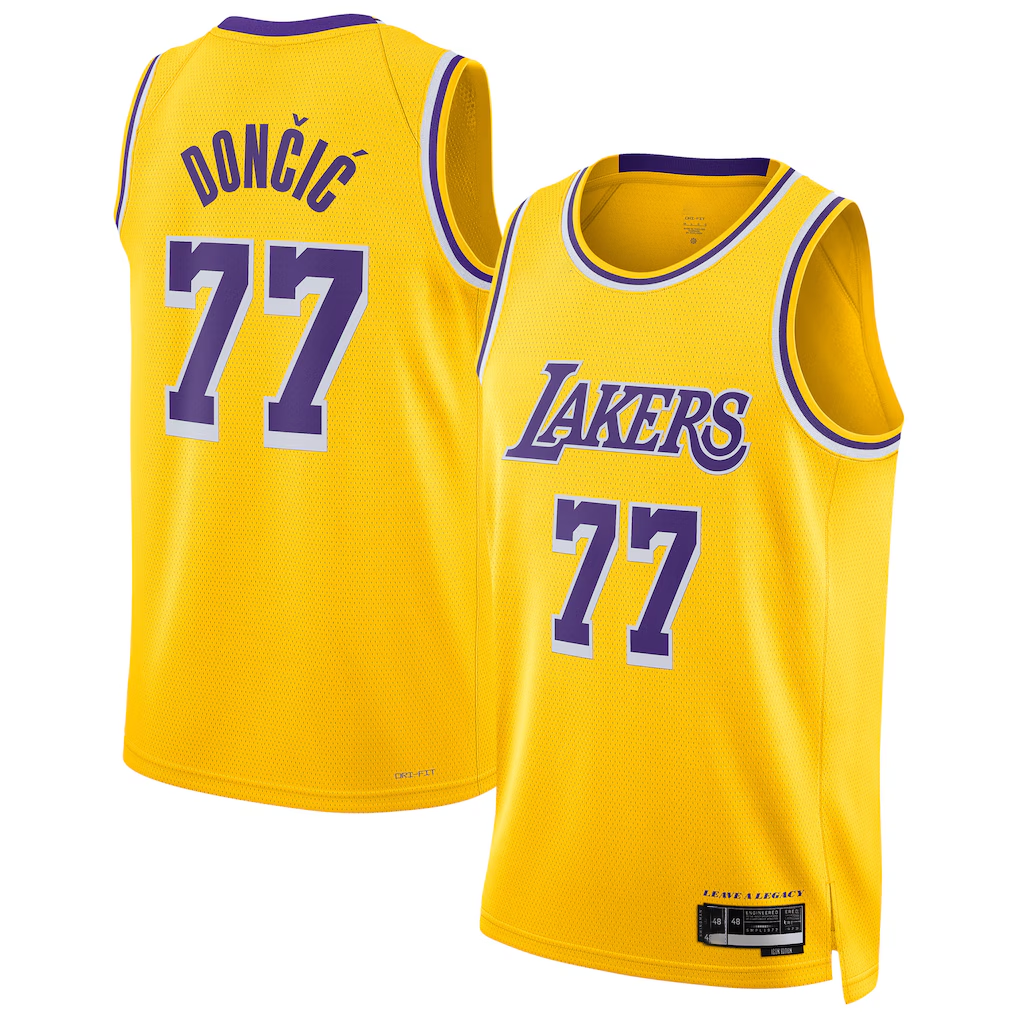Punc LA.Lakers #77 Luka Doncic Dri-Fit Swingman Stitched Jerseys