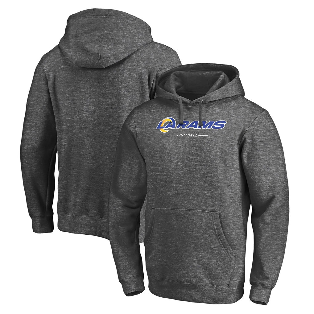 Punc LA.Rams Gray LOGO Pullover Hoodie Limited Game Blank Player Stitched Jerseys