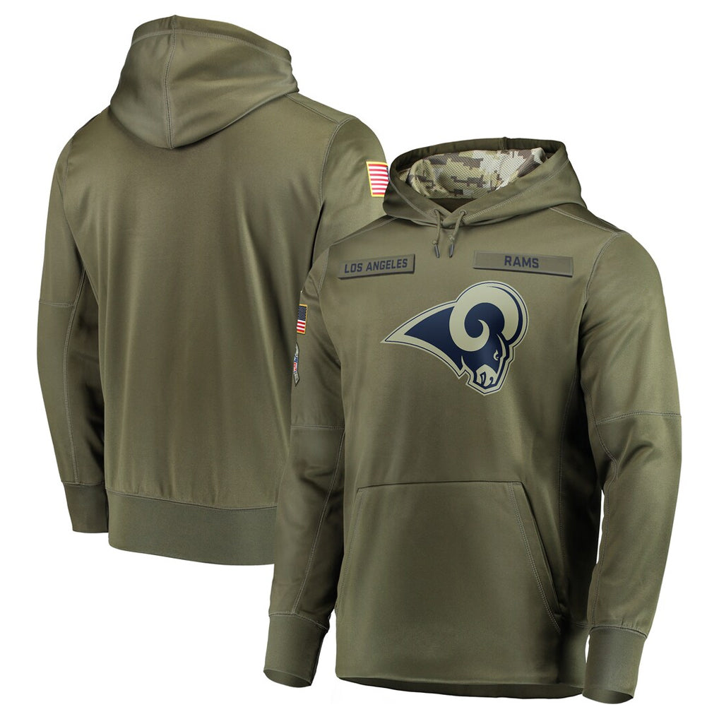 Punc LA.Rams Olive Salute to Service Pullover Hoodies Home Game Blank Player Stitched Jerseys