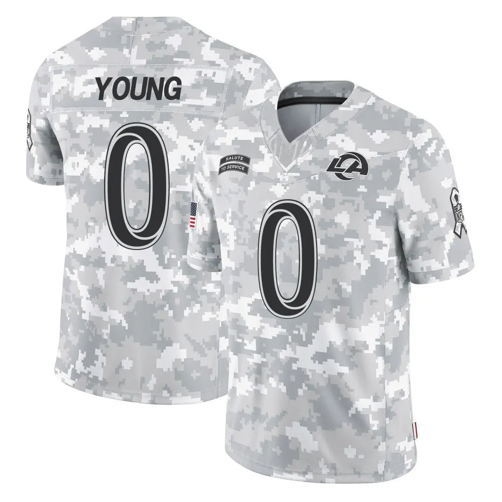 Punc LA.Rams #0 Byron Young Player Arctic Camo Salute To Service Limited Game Stitched Jerseys