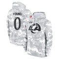 Punc LA.Rams #0 Byron Young Player Arctic Camo Salute to Service Hoodies Limited Game Stitched Jerseys
