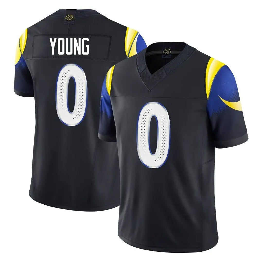 Punc LA.Rams #0 Byron Young Player Black Midnight Rivalries Collection Limited Home Game Stitched Jerseys