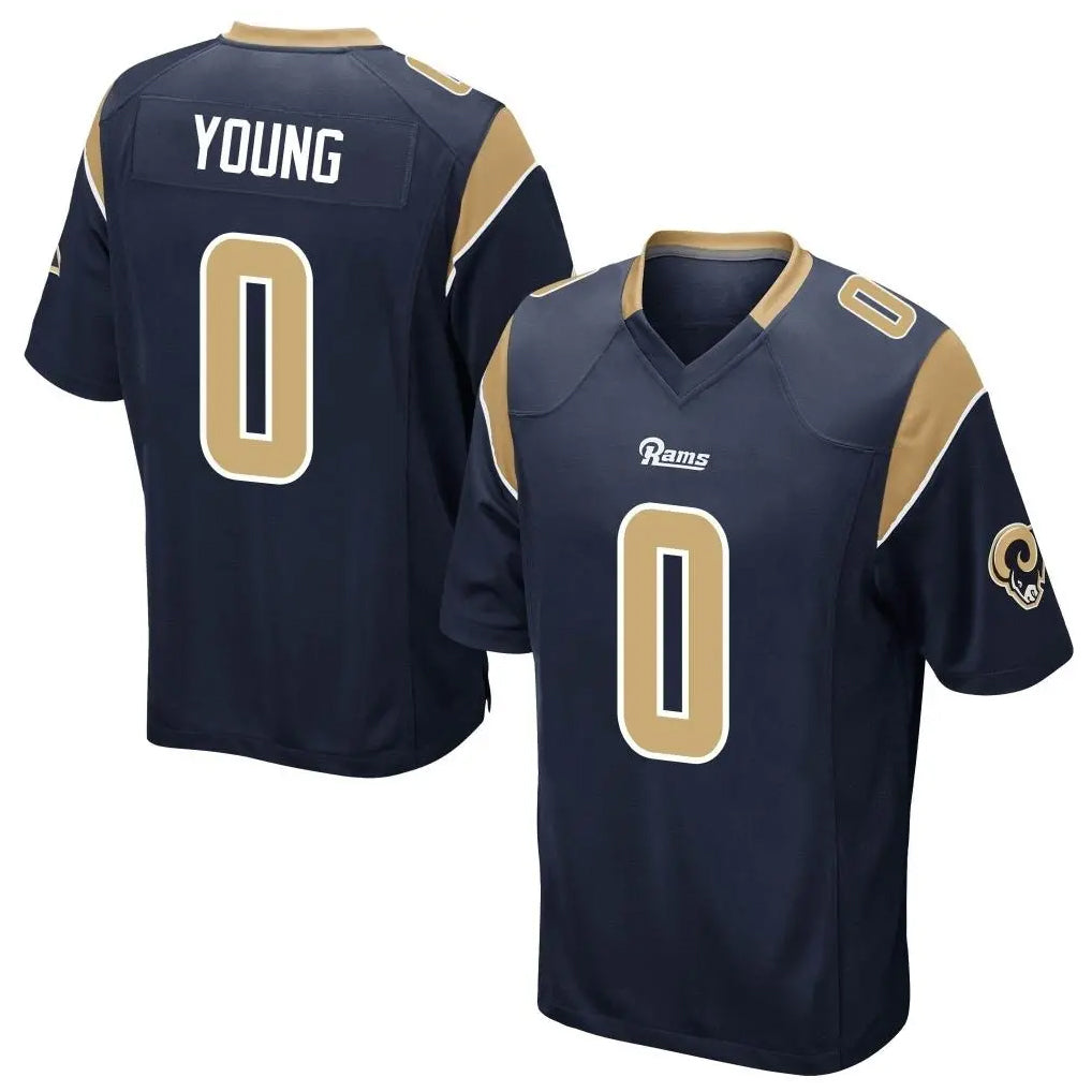 Punc LA.Rams #0 Byron Young Player Navy Home Game Stitched Jerseys