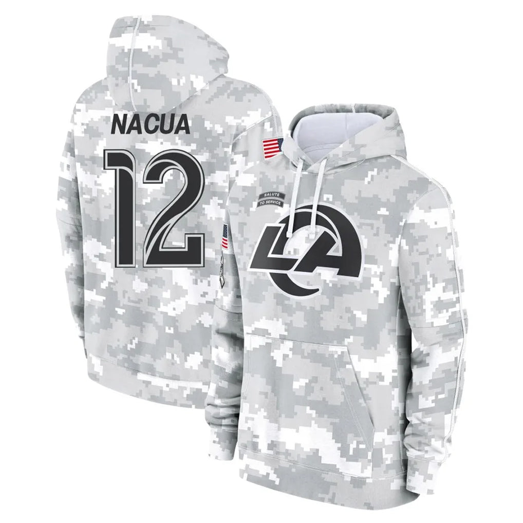 Punc LA.Rams #12 Puka Nacua Player Arctic Camo Salute to Service Hoodies Limited Game Stitched Jerseys
