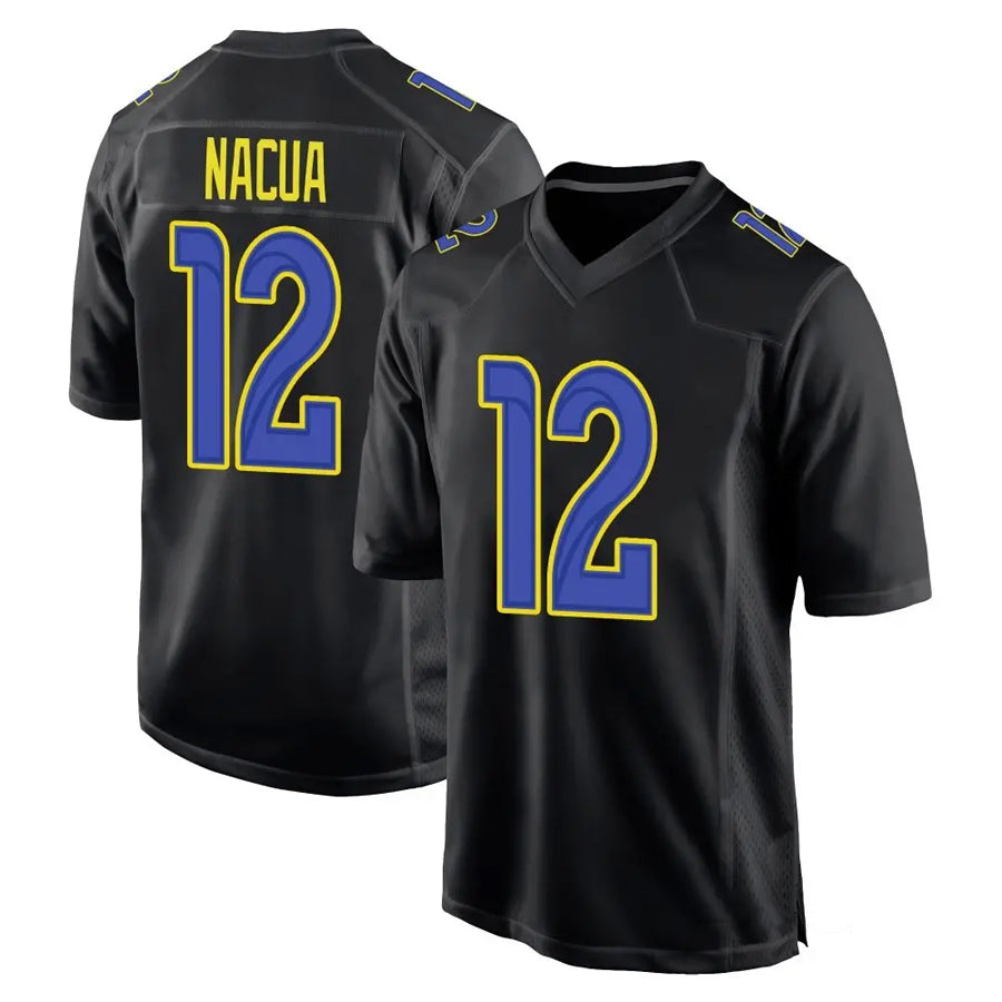 Punc LA.Rams #12 Puka Nacua Player Black Carbon Fashion Game Stitched Jerseys