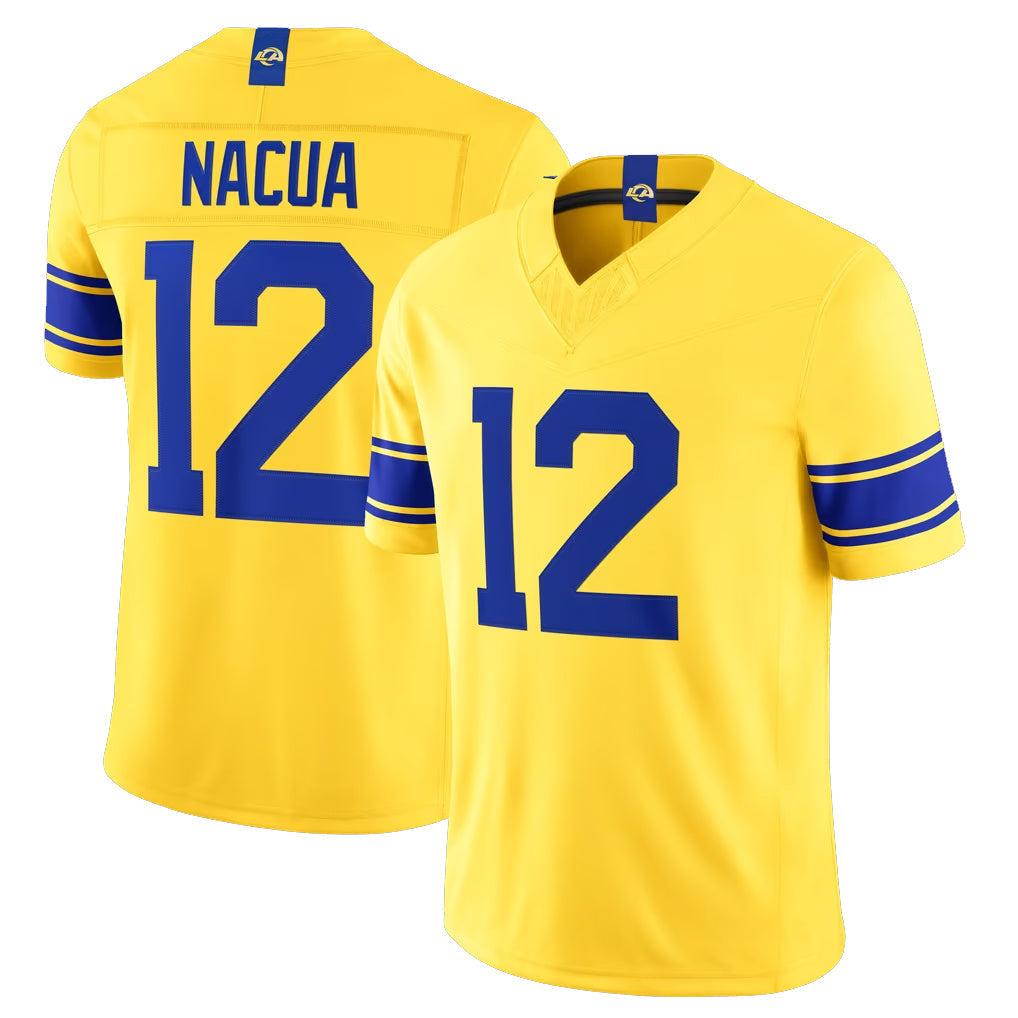 Punc LA.Rams #12 Puka Nacua Player Gold Classic Sol Vapor F.U.S.E. Home Game Stitched Jerseys