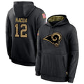 Punc LA.Rams #12 Puka Nacua Player Salute to Service Black Hoodies Stitched Jerseys