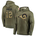Punc LA.Rams #12 Puka Nacua Player Salute to Service Olive Hoodies Stitched Jerseys