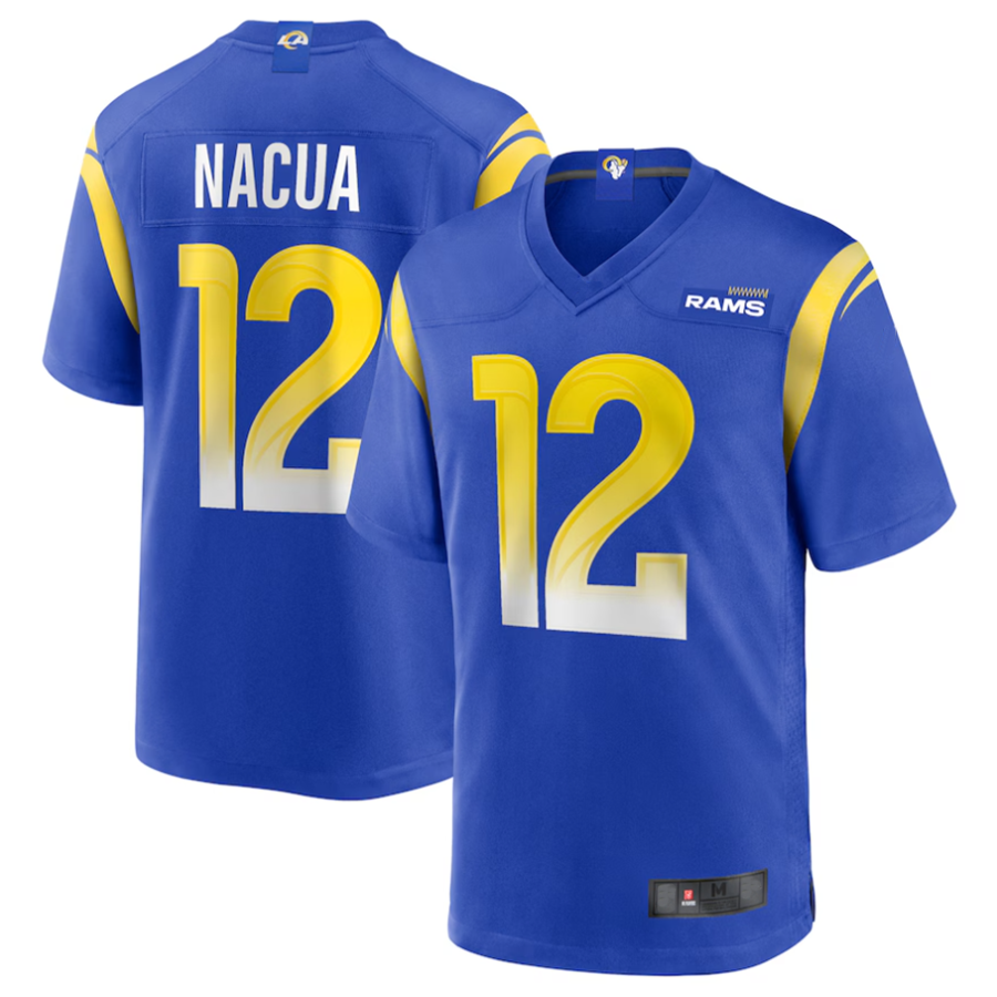 Punc LA.Rams #12 Puka Nacua Royal Game Player Jersey American Stitched Jerseys