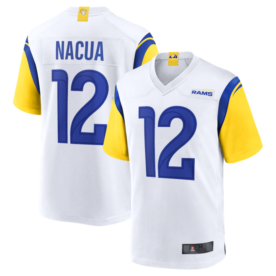 Punc LA.Rams #12 Puka Nacua White Game Player Jersey American Stitched Jerseys
