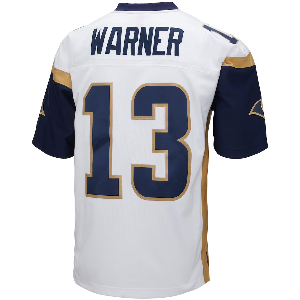 Punc LA.Rams #13 Kurt Warner Mitchell & Ness White Big & Tall 2001 Retired Player Replica Stitched Puhic Jersey