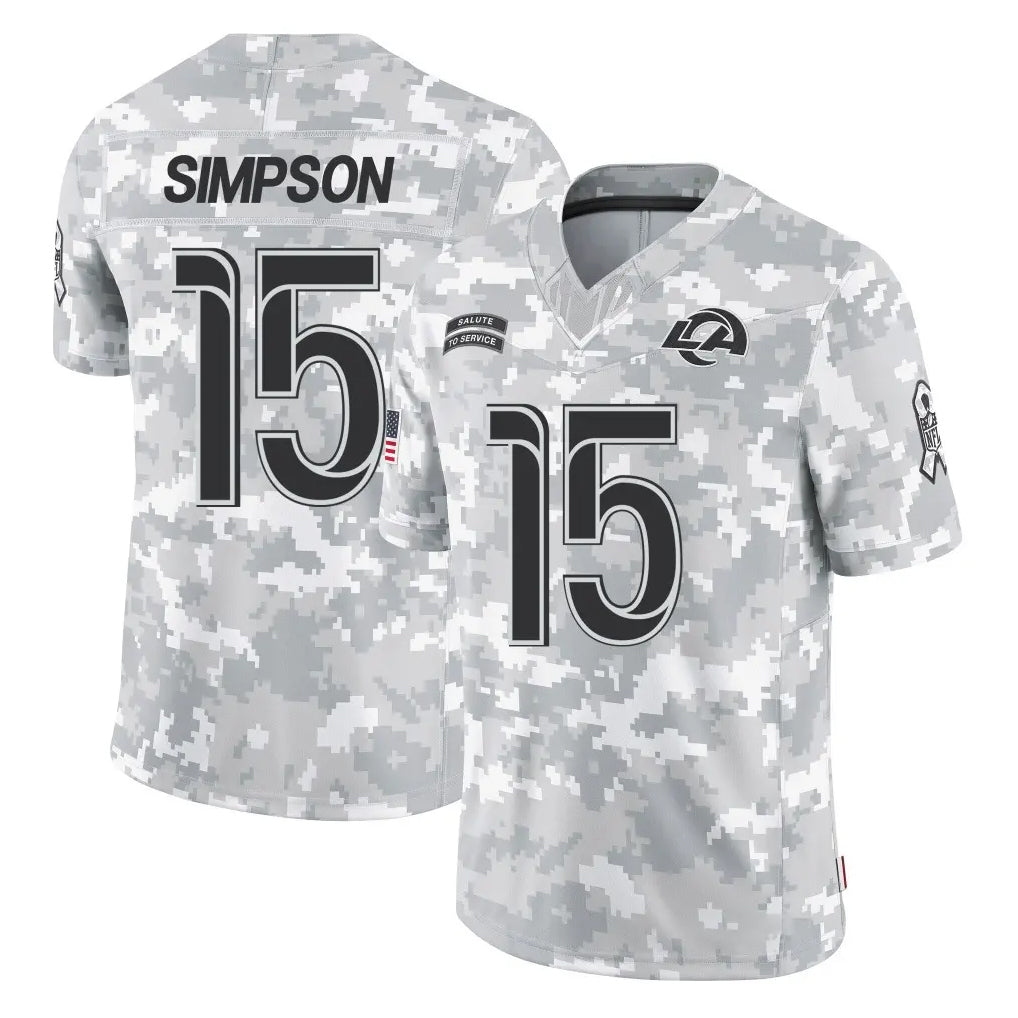 Punc LA.Rams #15 Ty Simpson Player Arctic Camo Salute To Service Limited Game Stitched Jerseys