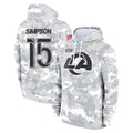 Punc LA.Rams #15 Ty Simpson Player Arctic Camo Salute to Service Hoodies Limited Game Stitched Jerseys