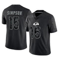 Punc LA.Rams #15 Ty Simpson Player Black Limited Reflective Home Game Stitched Jerseys