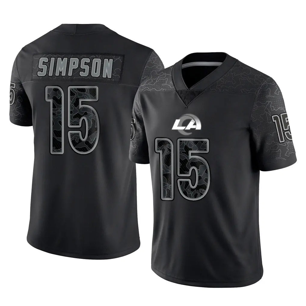Punc LA.Rams #15 Ty Simpson Player Black Limited Reflective Home Game Stitched Jerseys