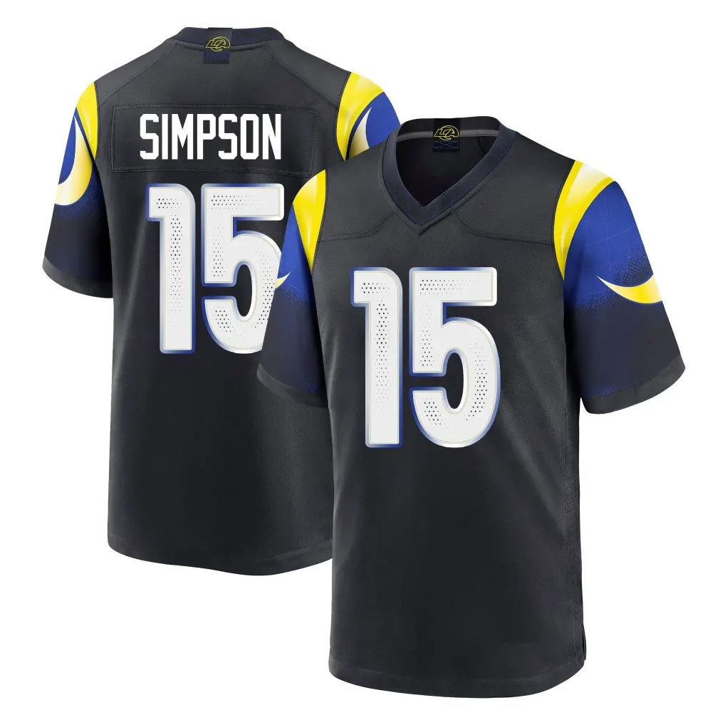 Punc LA.Rams #15 Ty Simpson Player Black Midnight Rivalries Collection Home Game Stitched Jerseys