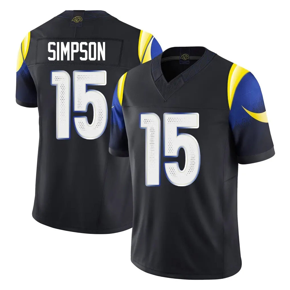 Punc LA.Rams #15 Ty Simpson Player Black Midnight Rivalries Collection Limited Home Game Stitched Jerseys