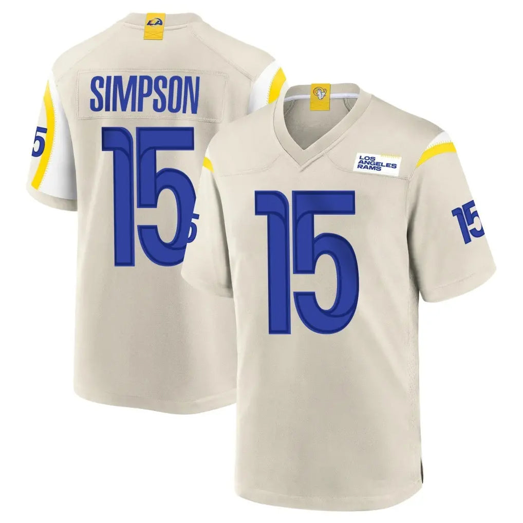 Punc LA.Rams #15 Ty Simpson Player Bone Home Game Stitched Jerseys