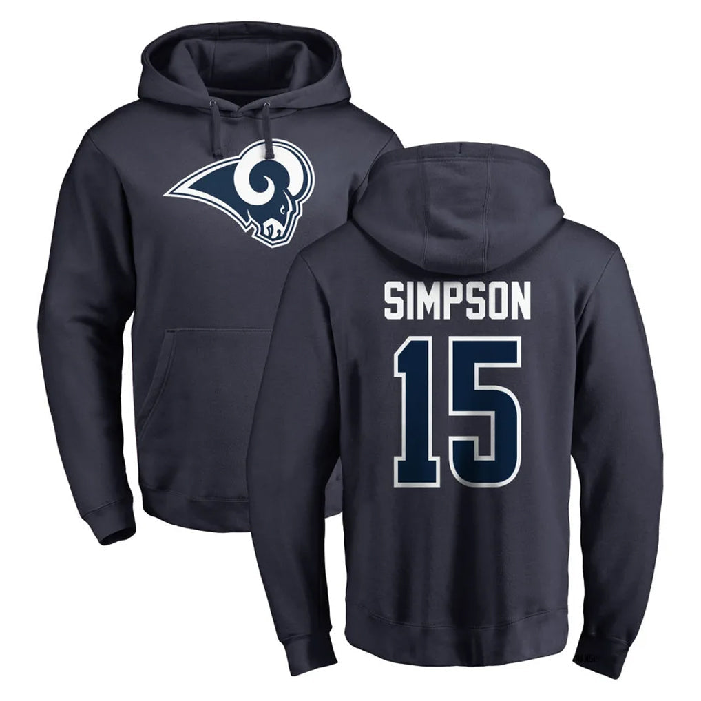 Punc LA.Rams #15 Ty Simpson Player Navy Pullover Hoodie Limited Game Stitched Jerseys