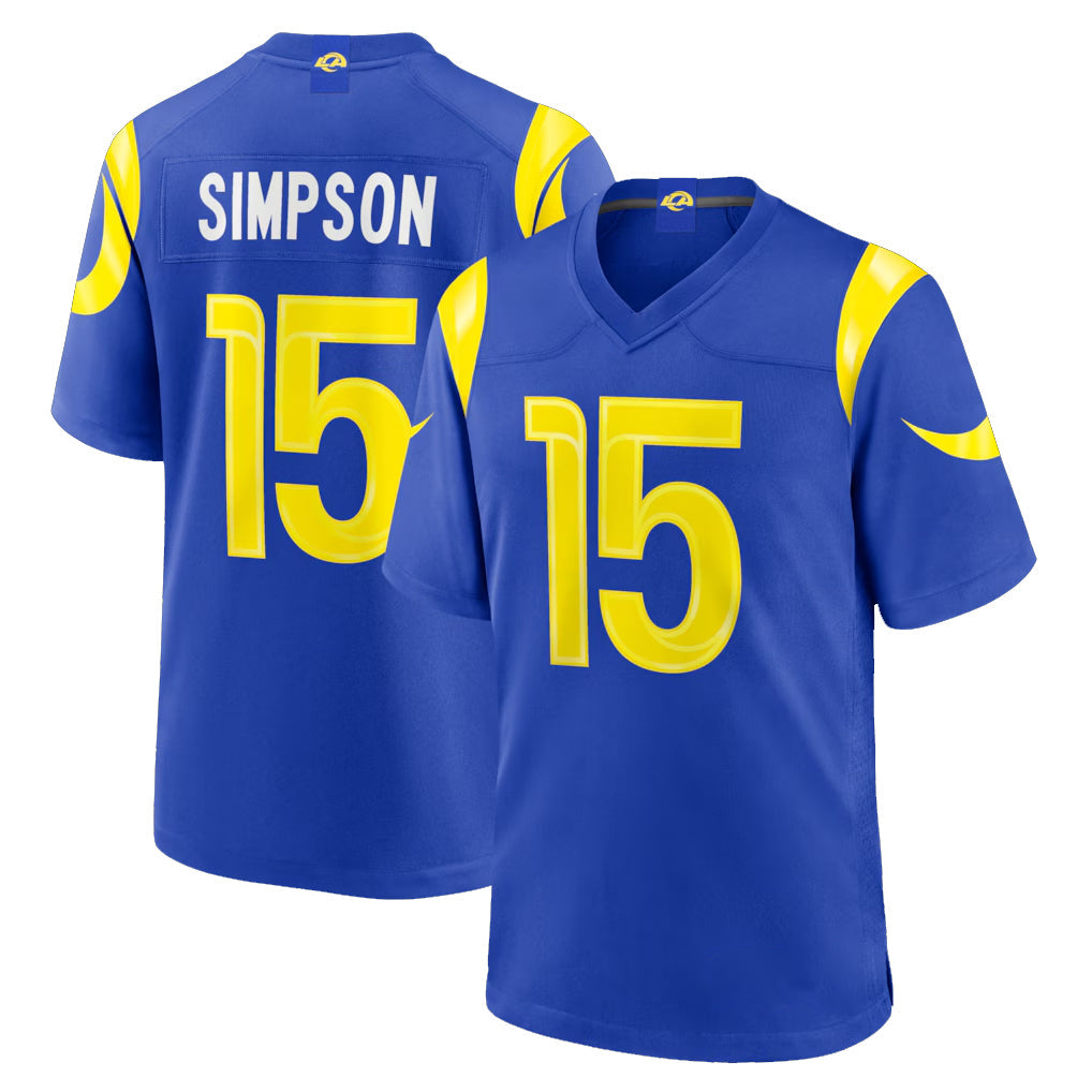 Punc LA.Rams #15 Ty Simpson Player Royal Limited Home Game Stitched Jerseys