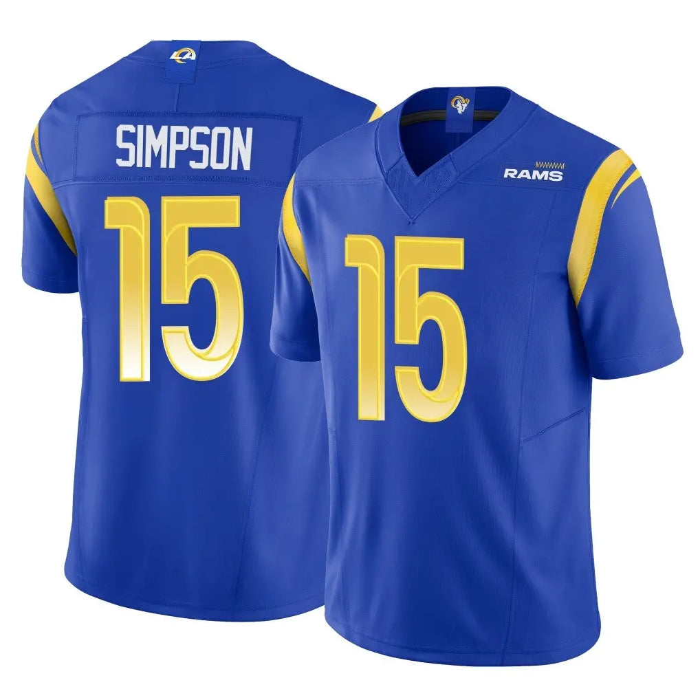 Punc LA.Rams #15 Ty Simpson Player Royal Limited Vapor F.U.S.E. Home Game Stitched Jerseys