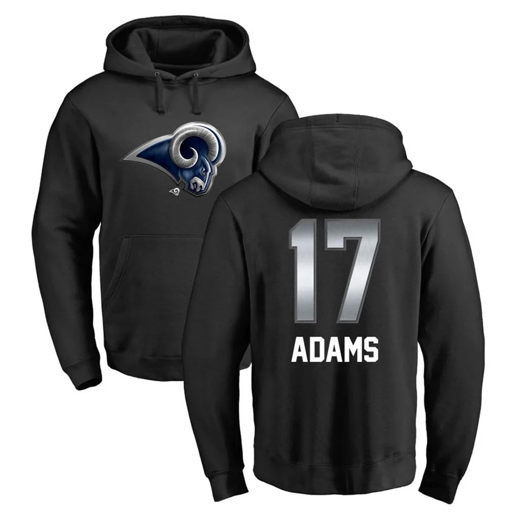 Punc LA.Rams #17 Davante Adams Player Black Pullover Hoodie Limited Game Stitched Jerseys