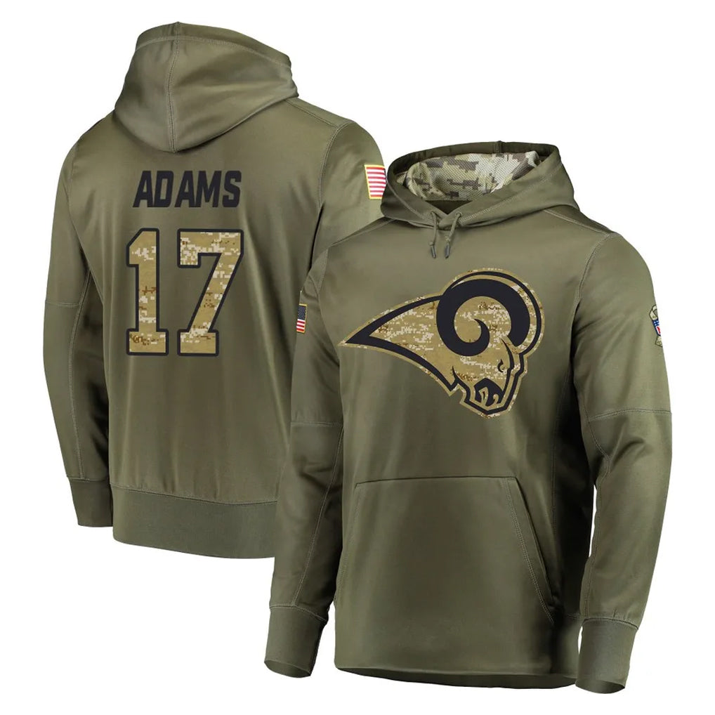 Punc LA.Rams #17 Davante Adams Player Olive Salute to Service Pullover Hoodies Home Game Stitched Jerseys