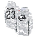 Punc LA.Rams #23 Kyren Williams Player Arctic Camo Salute to Service Hoodies Limited Game Stitched Jerseys