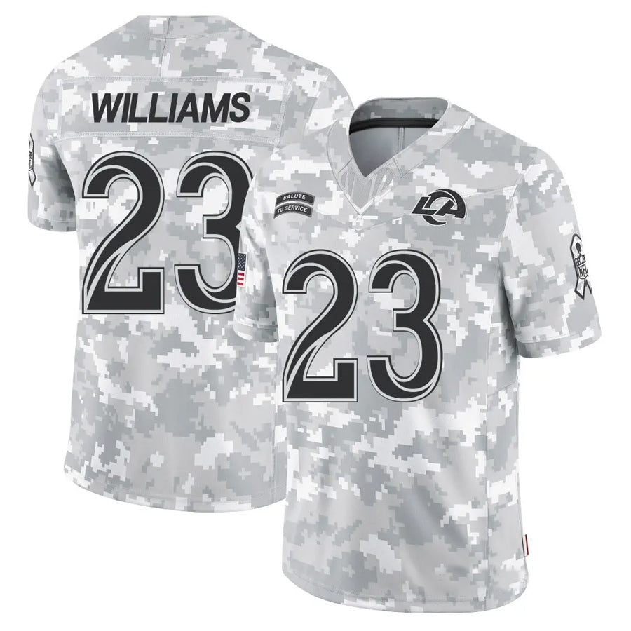 Punc LA.Rams #23 Kyren Williams Player Arctic Camo Salute to Service Limited Stitched Jerseys