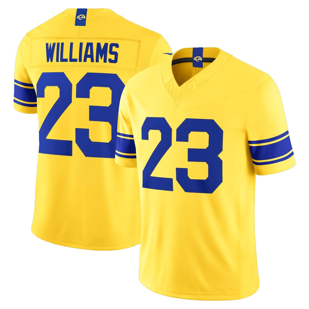 Punc LA.Rams #23 Kyren Williams Player Gold Classic Sol Vapor F.U.S.E. Home Game Stitched Jerseys