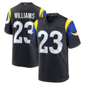 Punc LA.Rams #23 Kyren Williams Player Midnight Blue Rivalries Collection Game Stitched Jersey