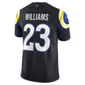 Punc LA.Rams #23 Kyren Williams Player Midnight Blue Rivalries Collection Vapor Limited Stitched Jerseys
