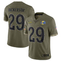 Punc LA.Rams #29 Eric Dickerson Player Salute To Service Olive Football Jerseys