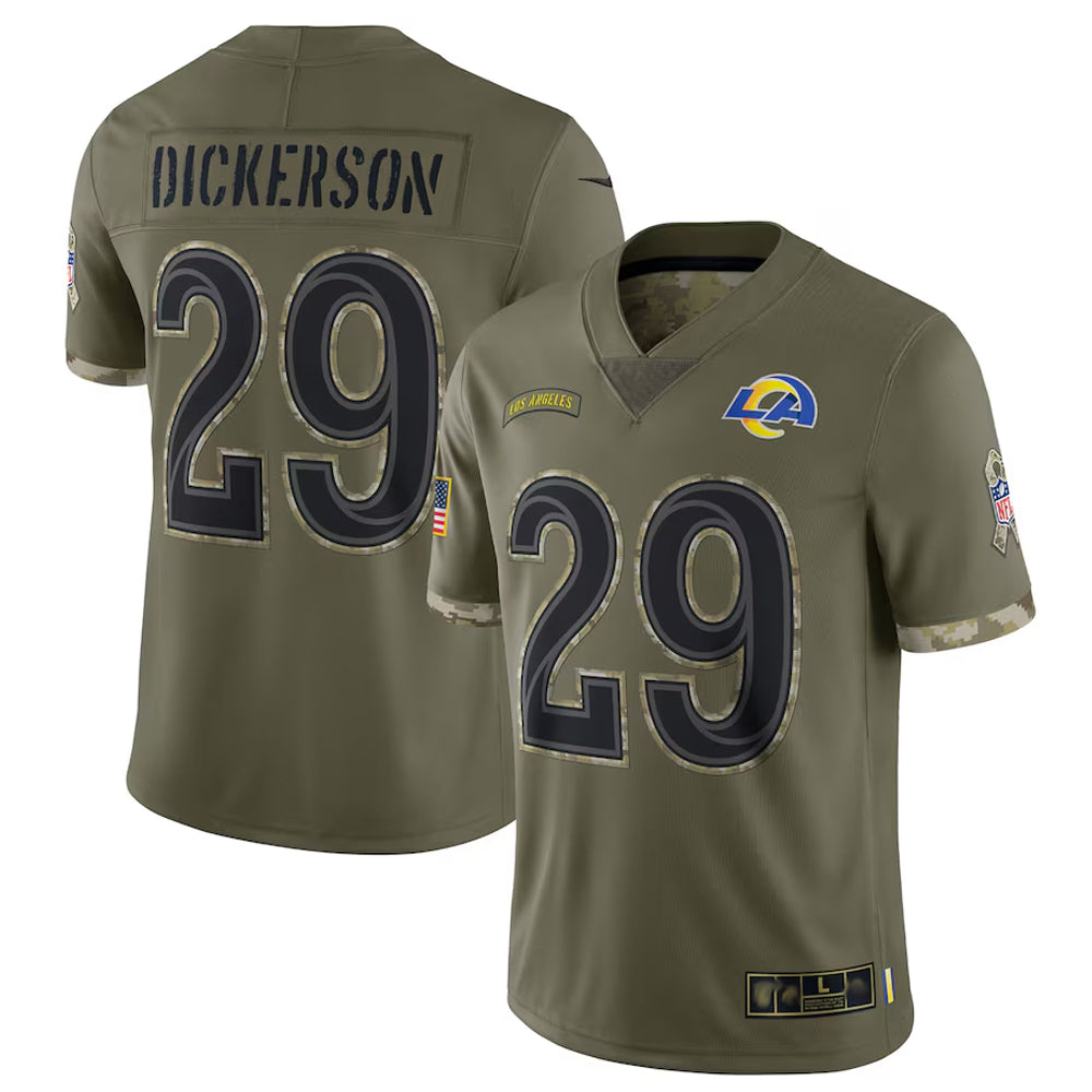 Punc LA.Rams #29 Eric Dickerson Player Salute To Service Olive Football Jerseys