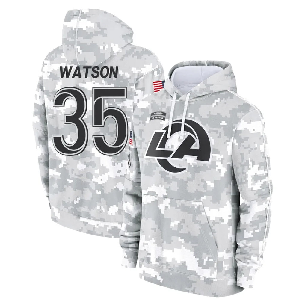 Punc LA.Rams #35 Jaylen Watson Player Arctic Camo Salute to Service Hoodies Limited Game Stitched Jerseys