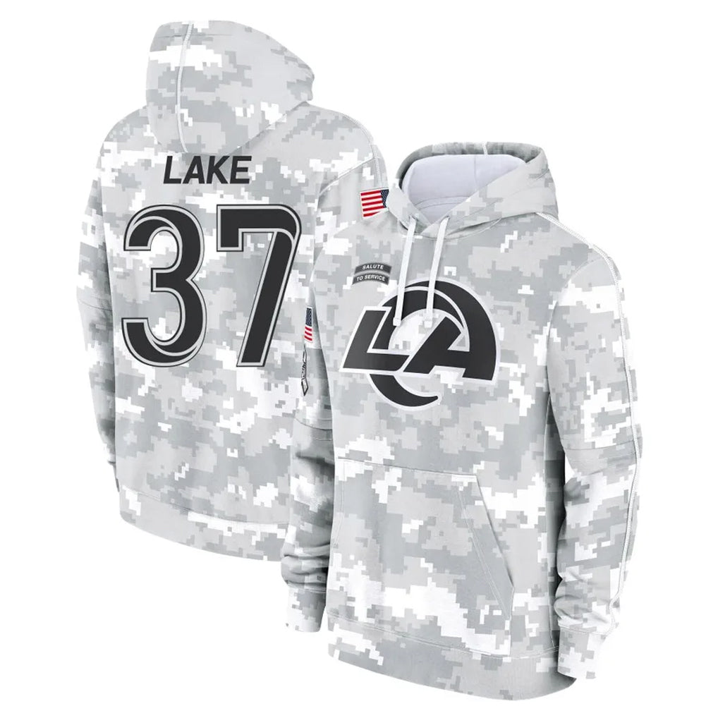 Punc LA.Rams #37 Quentin Lake Player Arctic Camo Salute to Service Hoodies Limited Game Stitched Jerseys