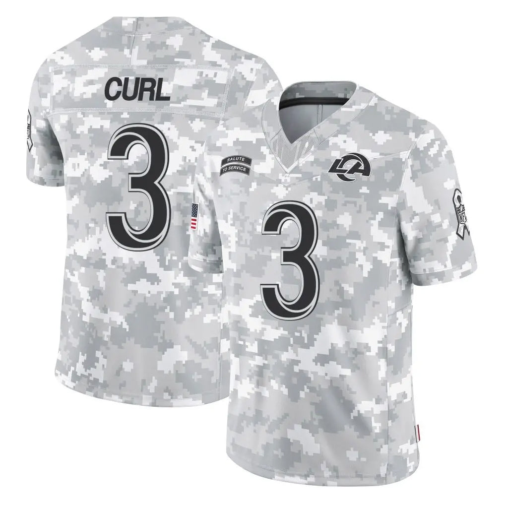 Punc LA.Rams #3 Kam Curl Player Arctic Camo Salute To Service Limited Game Stitched Jerseys