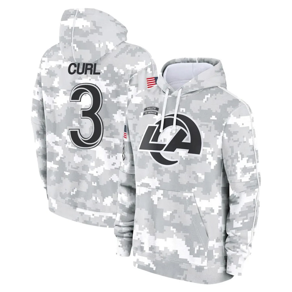 Punc LA.Rams #3 Kam Curl Player Arctic Camo Salute to Service Hoodies Limited Game Stitched Jerseys