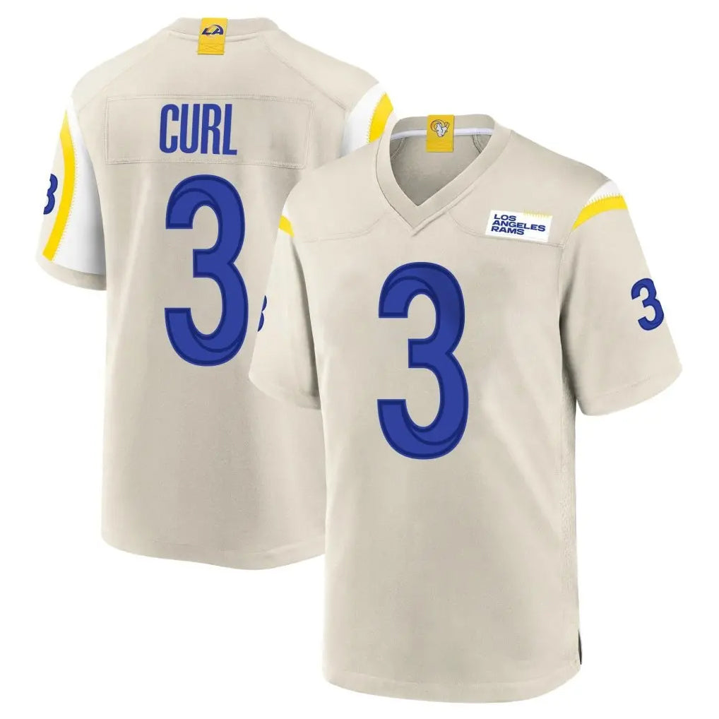 Punc LA.Rams #3 Kam Curl Player Bone Home Game Stitched Jerseys