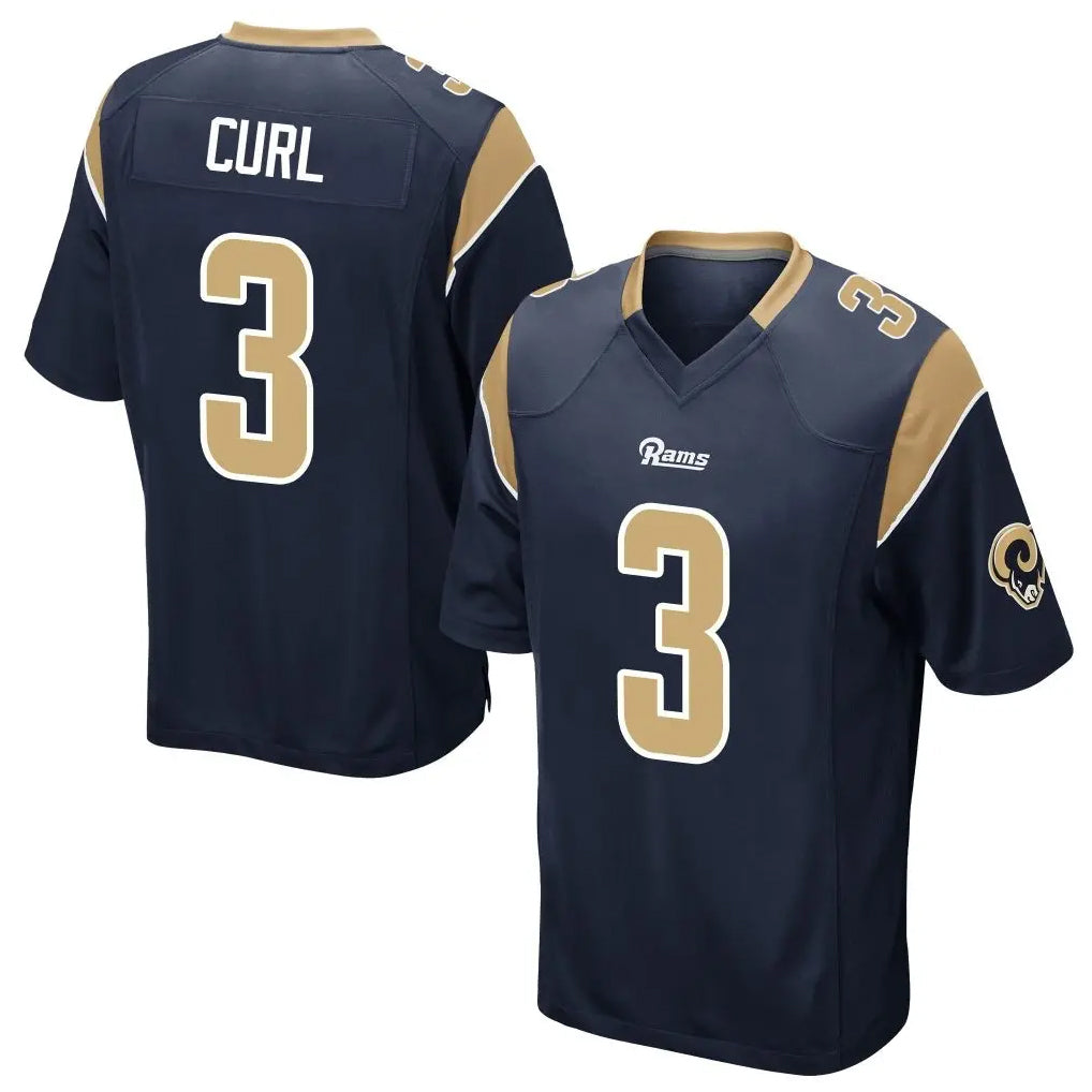 Punc LA.Rams #3 Kam Curl Player Navy Home Game Stitched Jerseys