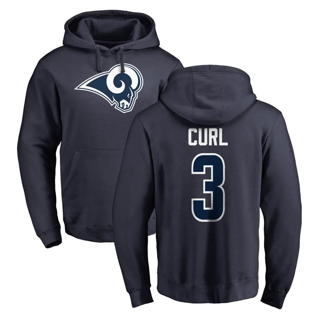 Punc LA.Rams #3 Kam Curl Player Navy Pullover Hoodie Limited Game Stitched Jerseys