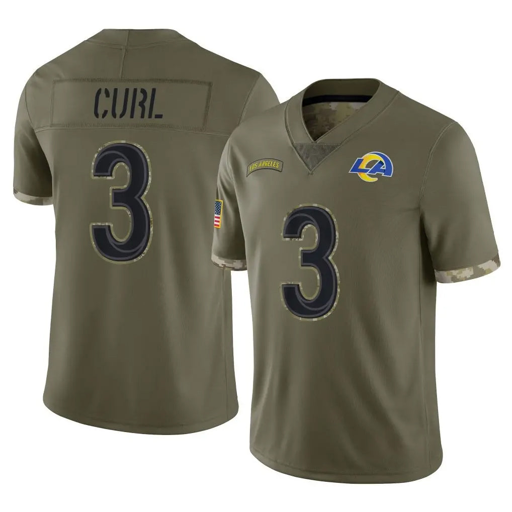 Punc LA.Rams #3 Kam Curl Player Olive Salute To Service Limited Stitched Jerseys