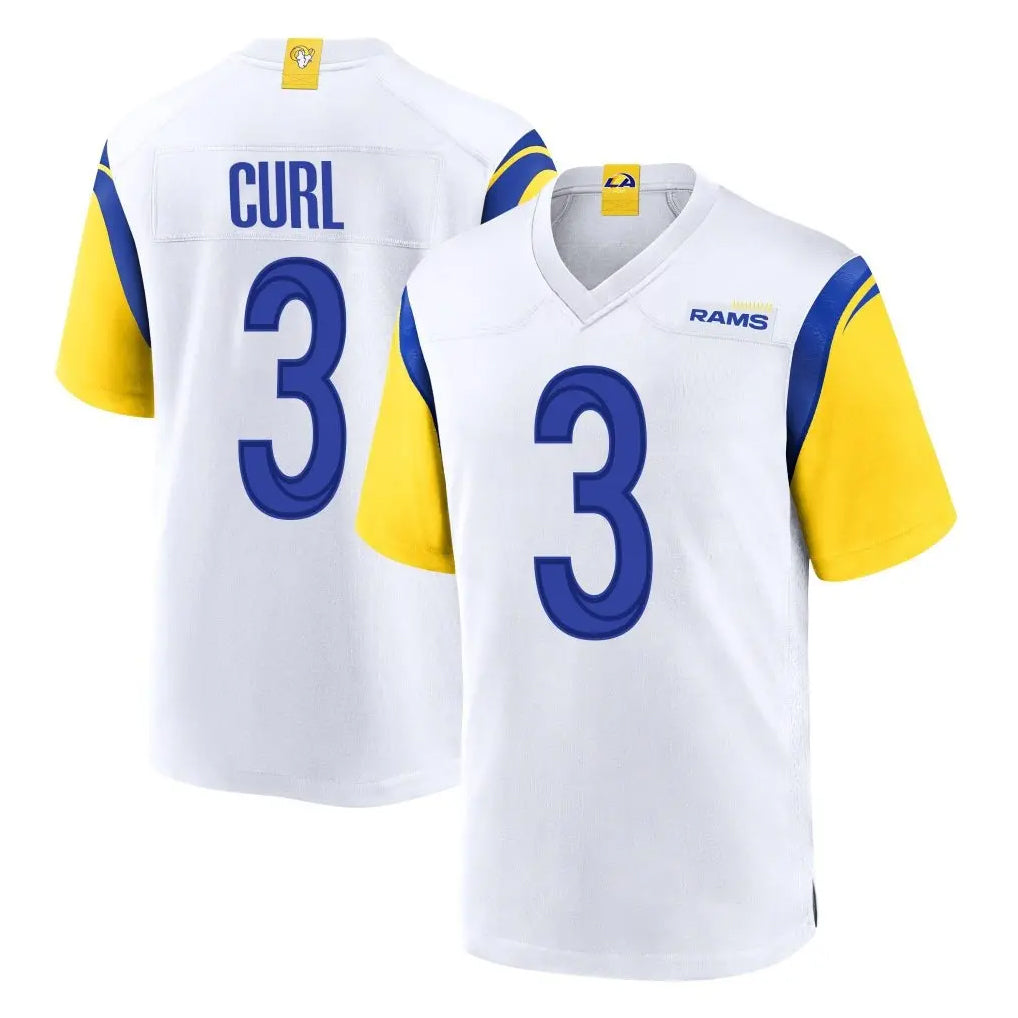 Punc LA.Rams #3 Kam Curl Player White Home Game Stitched Jerseys