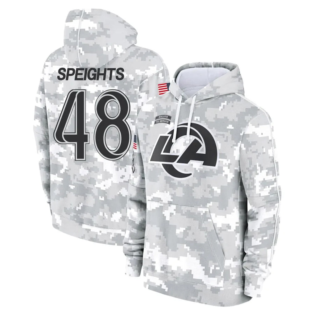 Punc LA.Rams #48 Omar Speights Player Arctic Camo Salute to Service Hoodies Limited Game Stitched Jerseys